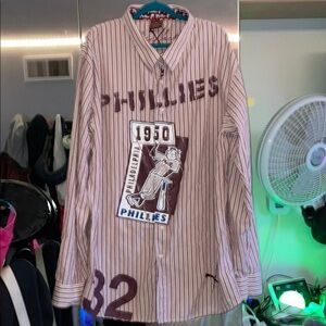 Red Jacket Clothing Co. Philadelphia Phillies Striped Button-Up Shirt